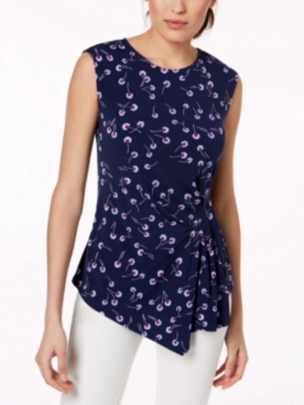 Vince Camuto Womens Pleated Asymmetrical Top